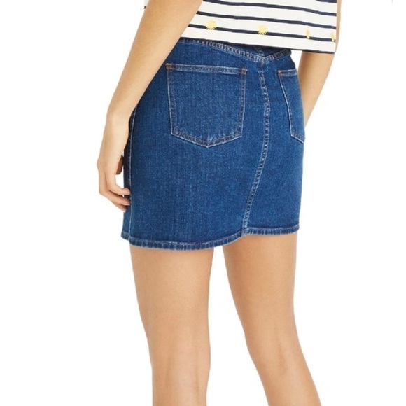 Madewell‎ Stretch Denim Straight Miniskirt Button Front, Size 25 - Picture 8 of 10
